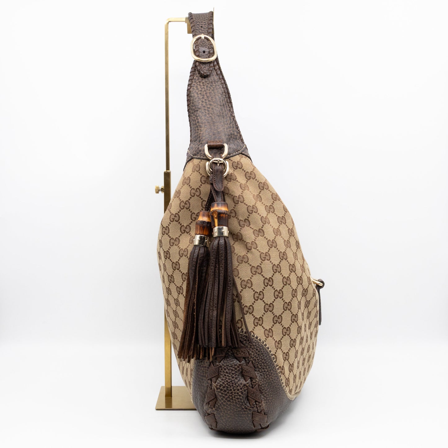New Jackie Large Hobo Bag GG Supreme Brown Leather
