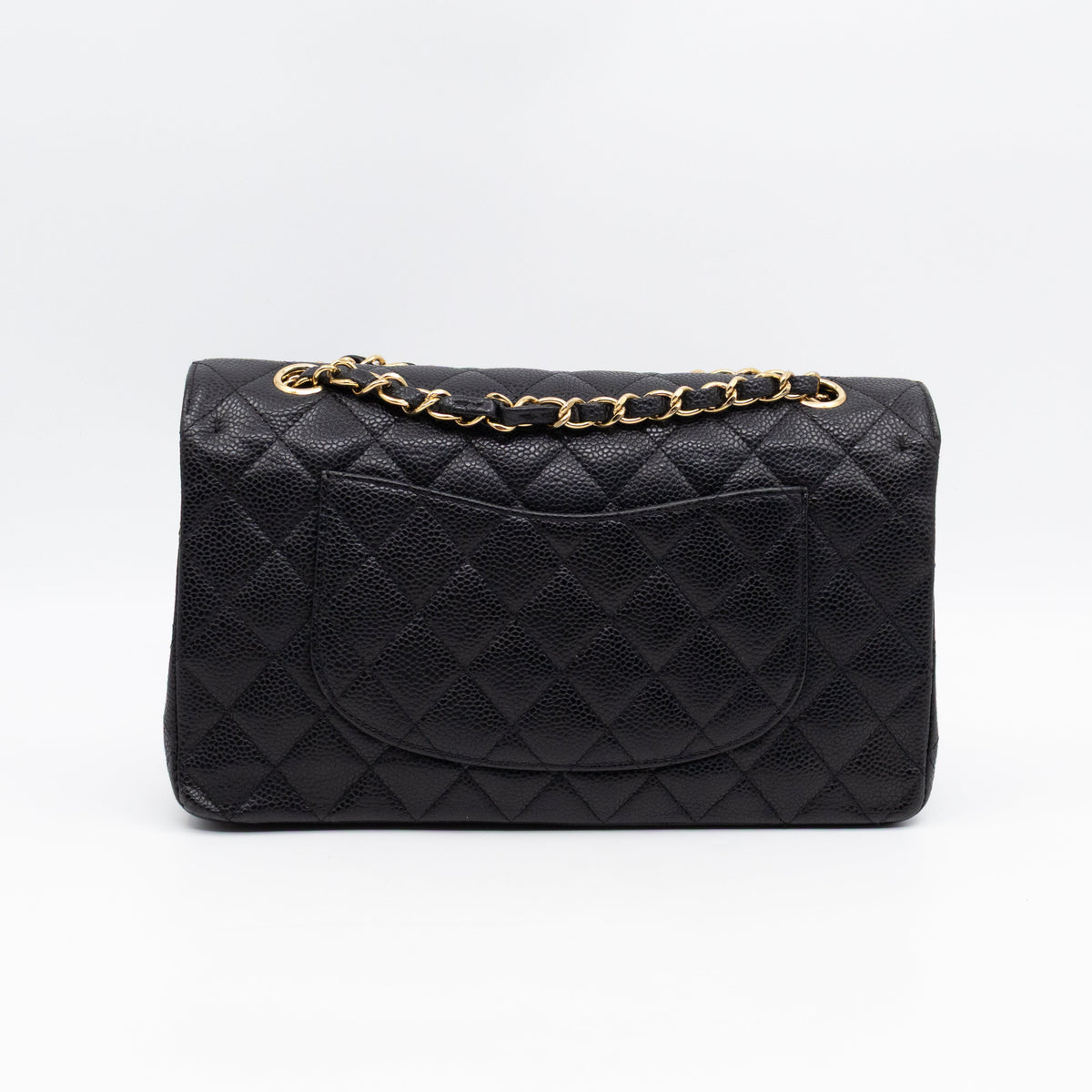 Classic Double Flap Medium Black Caviar Leather Gold