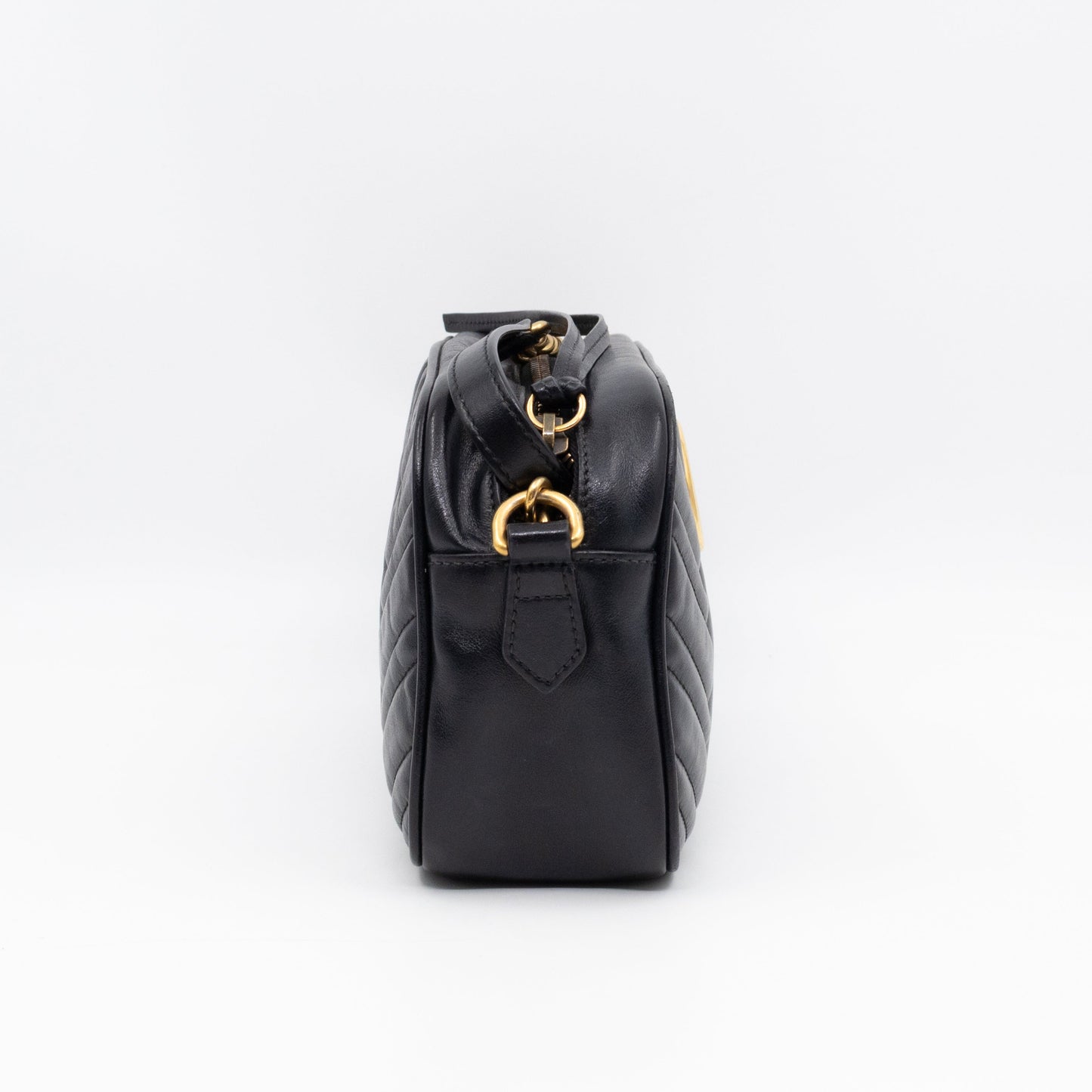 GG Marmont Small Matelasse Black Leather