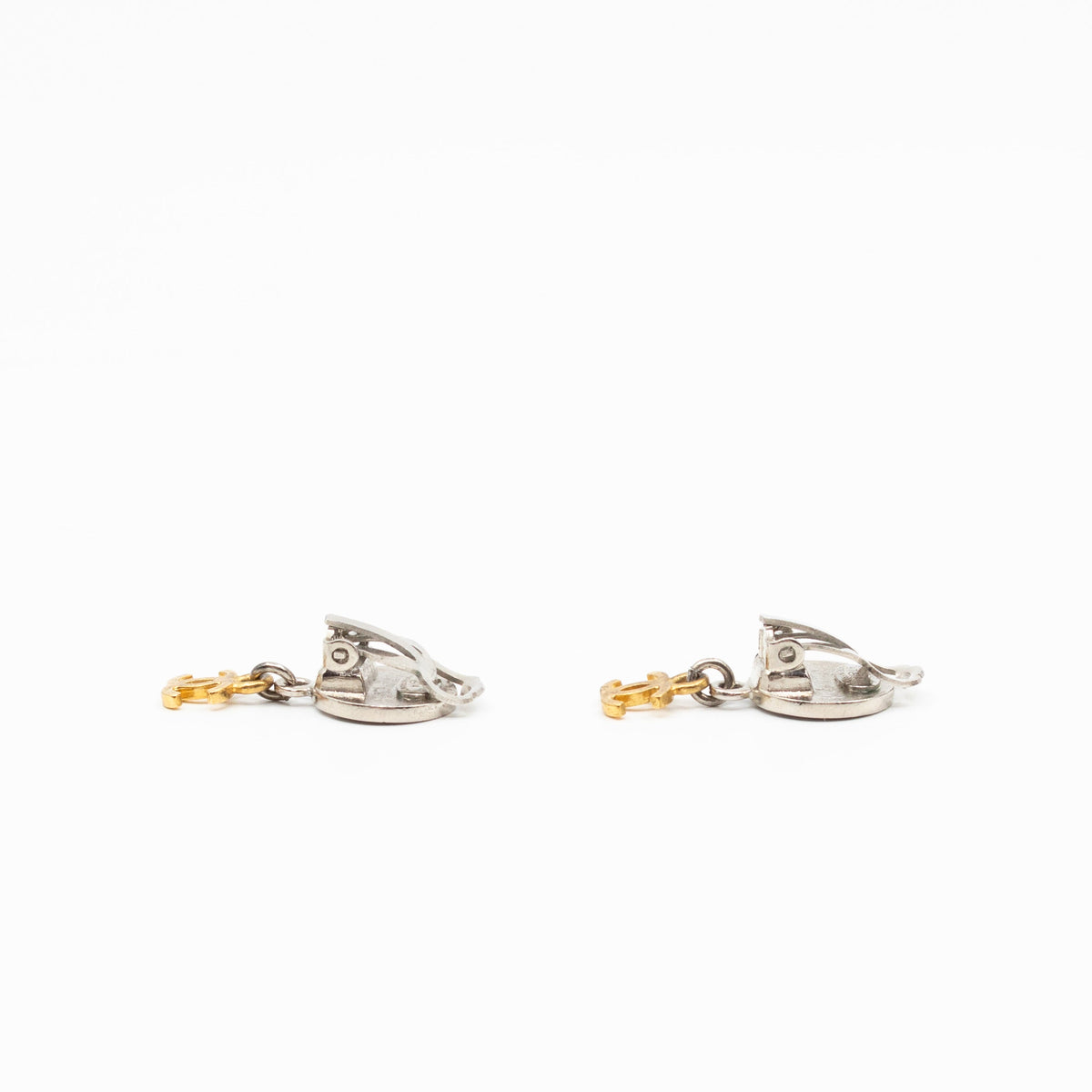 Coco Coin CC Dangle Clip-on Earrings Silver Gold