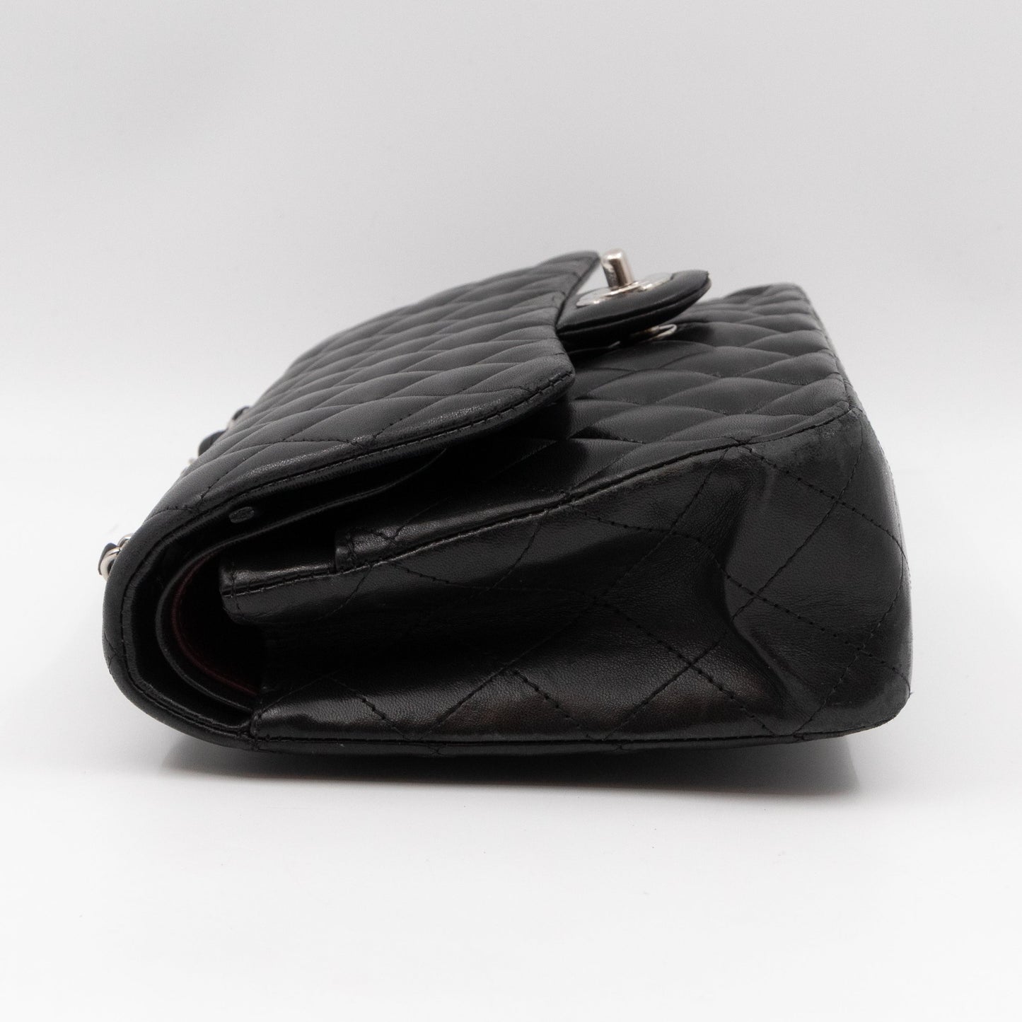 Classic Double Flap Medium Black Lambskin Leather Silver