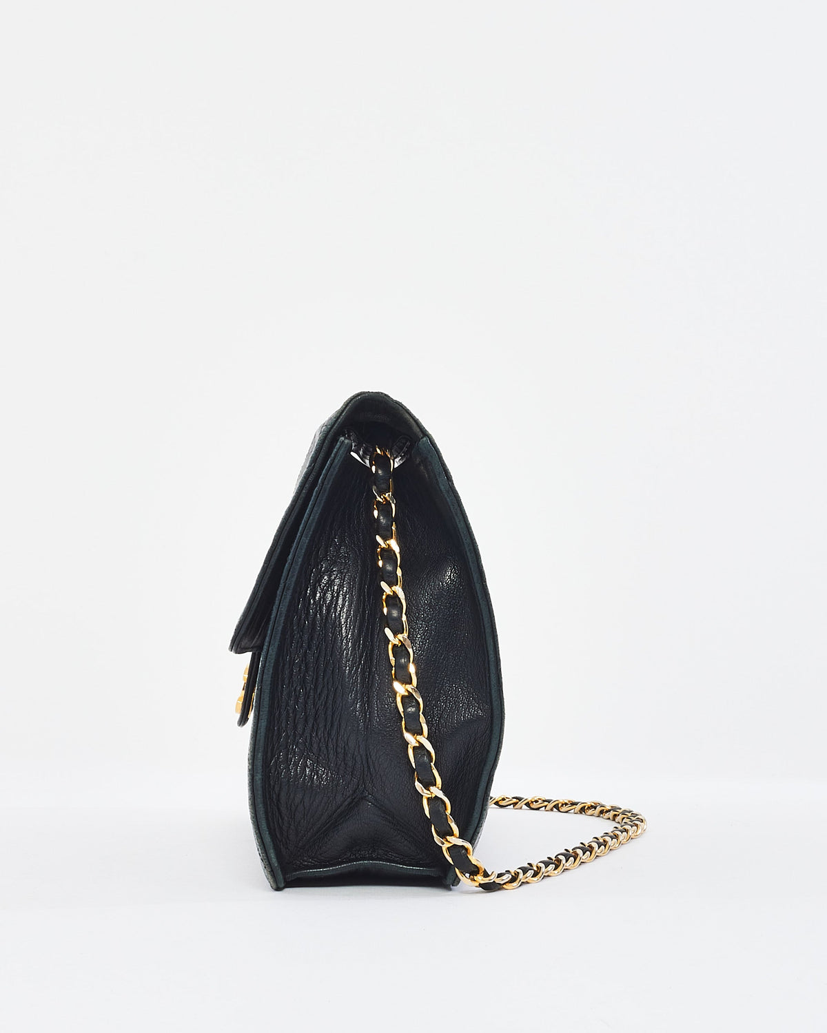 Chanel Vintage Black Quilted Lambskin Leather Single Flap Bag