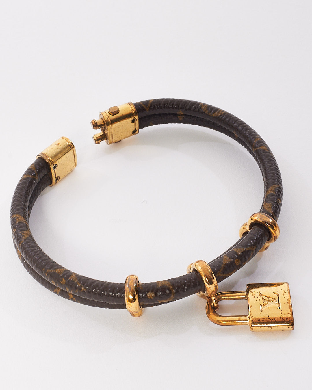 Louis Vuitton Monogram Double Leather Lock Keep It Twice Bracelet