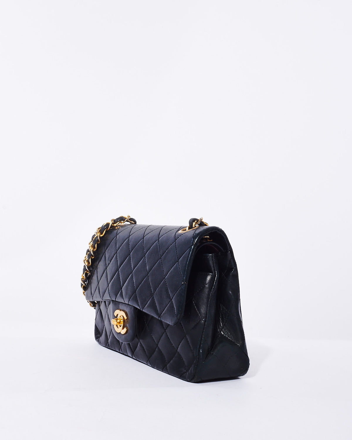 Chanel Vintage Black Lambskin Small Classic Double Flap Bag GHW