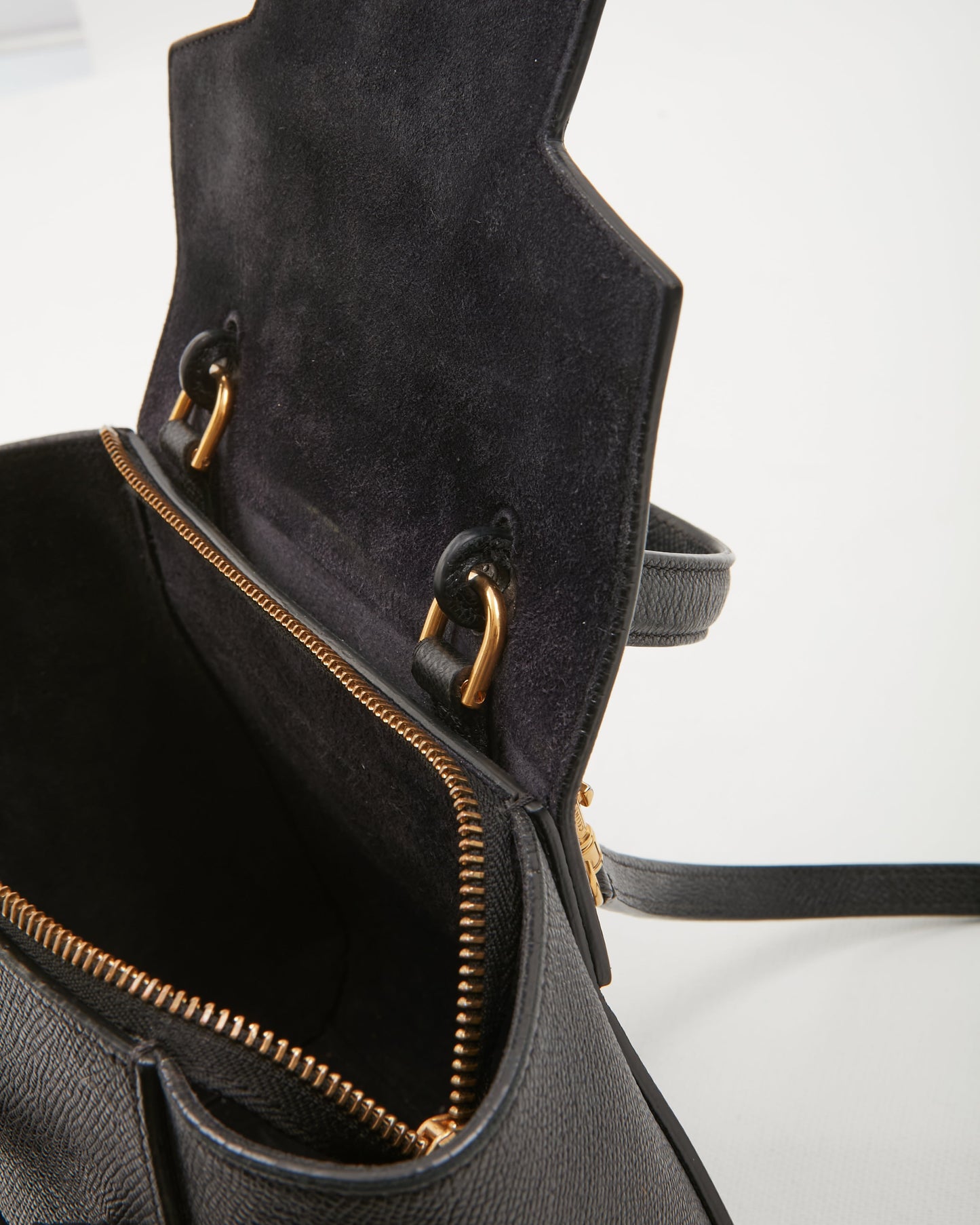 Celine Black Leather Micro Belt Top Handle Bag