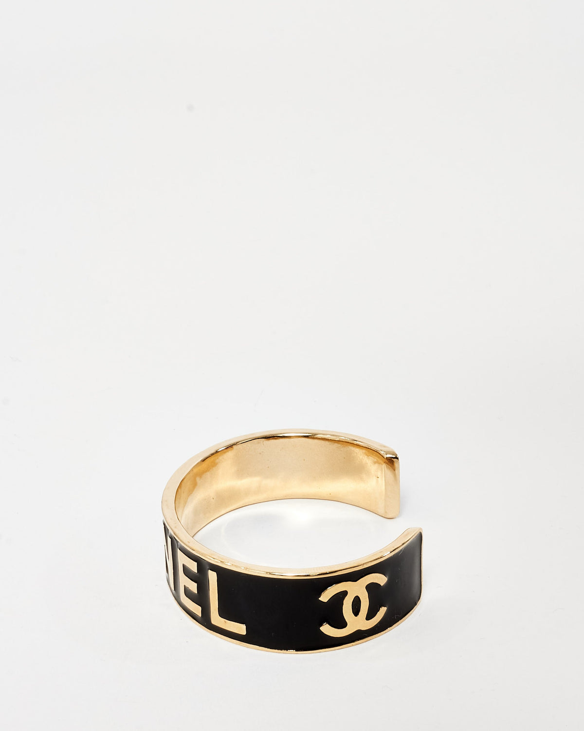 Chanel Gold & Black Enamel Logo 2022 Cuff - S