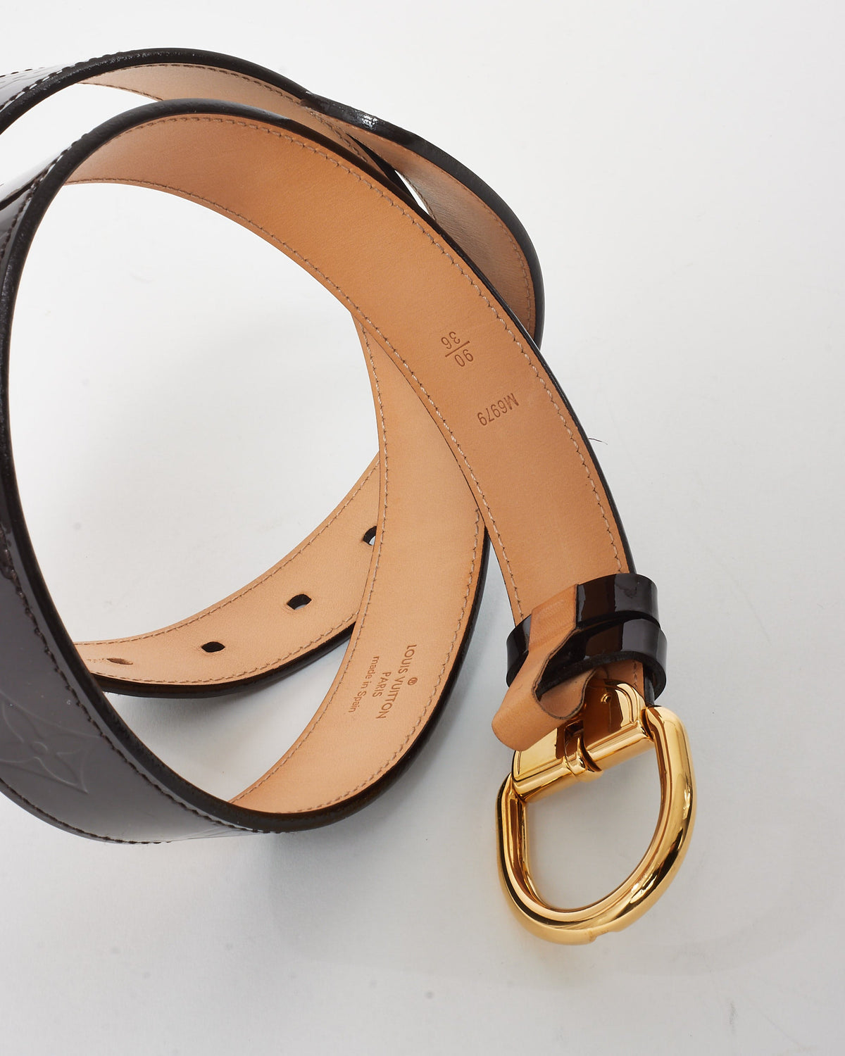 Louis Vuitton Amarante Vernis Leather Monogram GHW Buckle Belt- 90/36