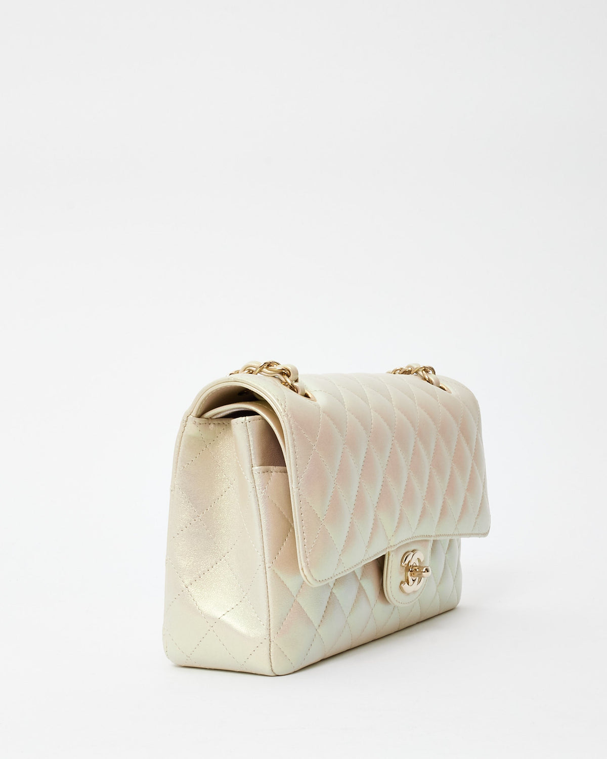 Chanel Pearl Iridescent Lambskin Medium Classic Double Flap