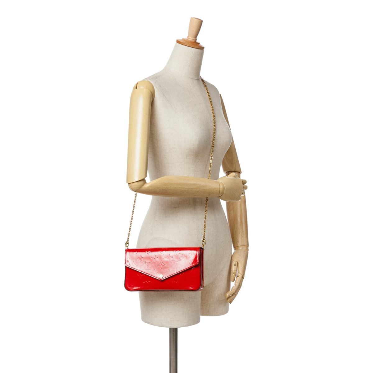 Red Louis Vuitton Monogram Vernis Pochette Felicie Crossbody Bag