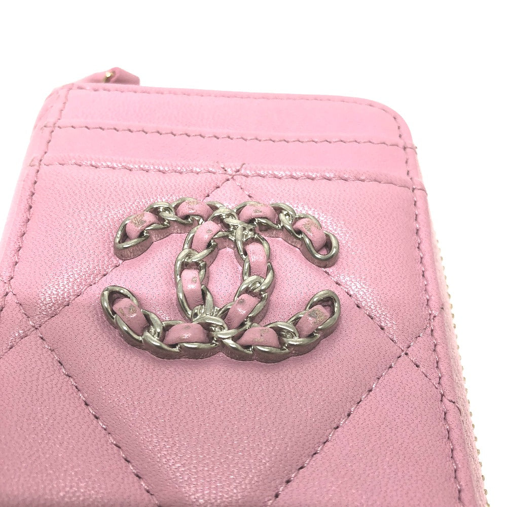 CHANEL Coin case lambskin pink COCO Mark CC Matelasse/Card Case Women Used