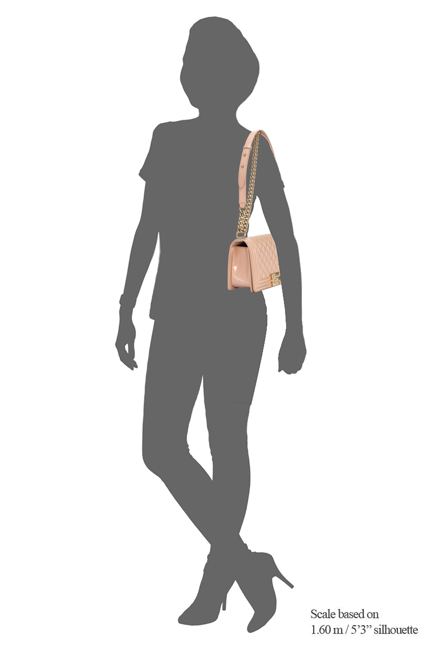 Boy Medium Light Pink Shoulder Bag in Patent Leather, Light Gold hardware