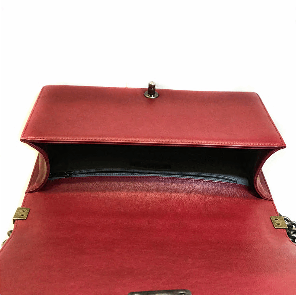 Medium Boy Flap in Stitched Calfskin Leather with RHW