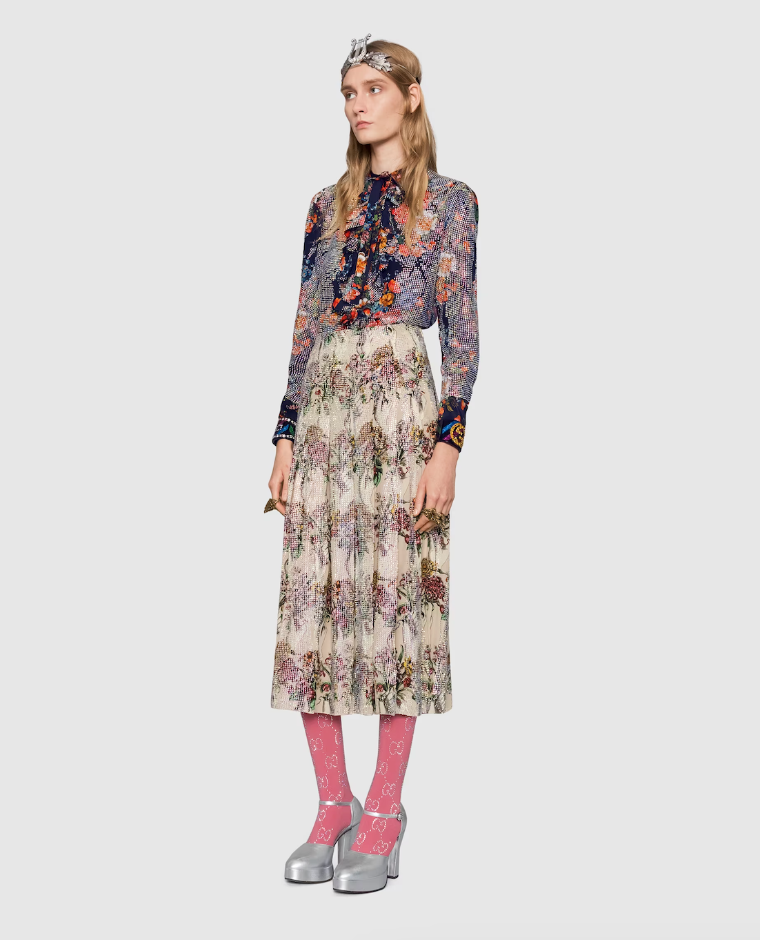 Gucci Floral Bouquet Print with Crystals Skirt IT 38 (UK 6) RRP ?2250