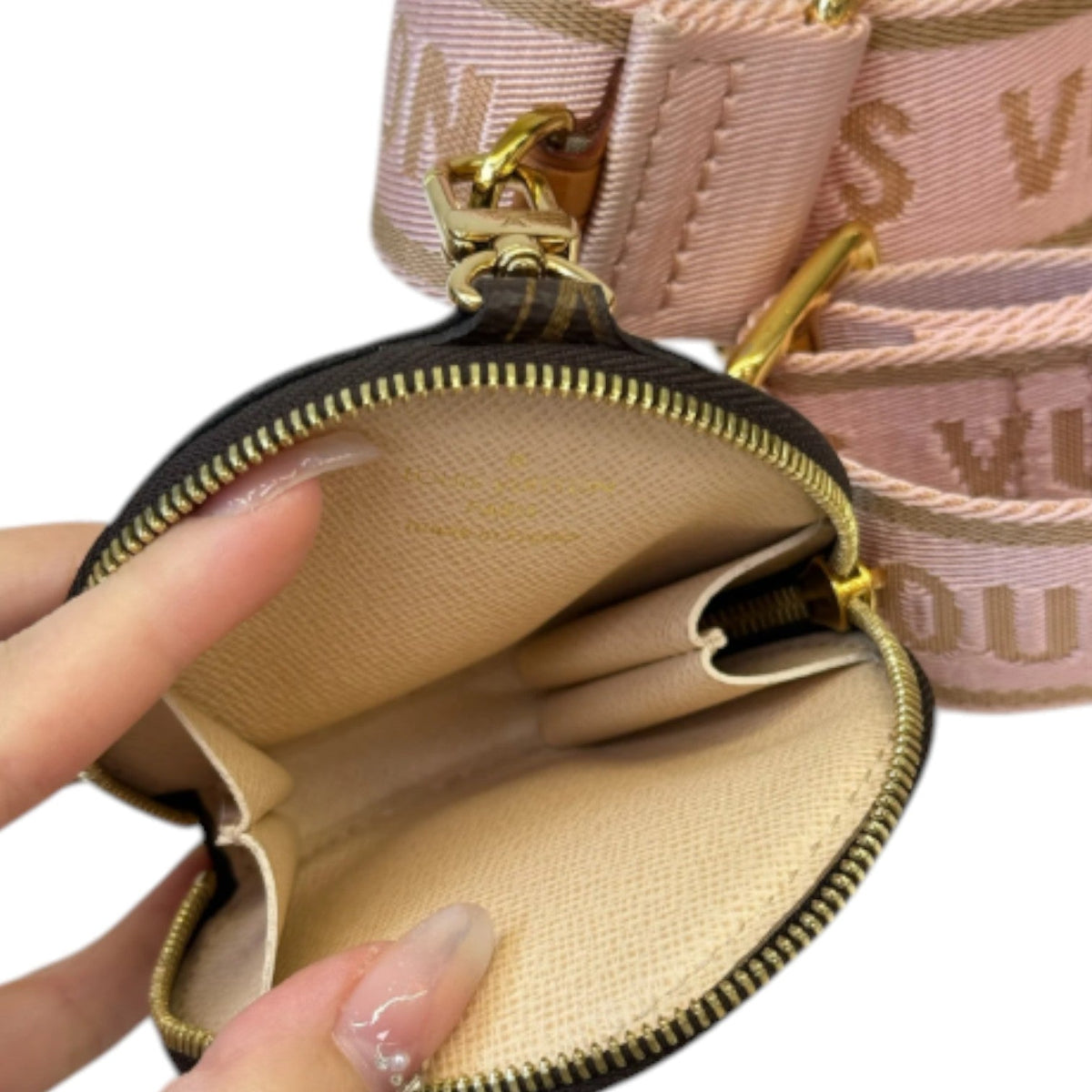 Louis-Vuitton Multi Pochette Pink Canvas Strap GHW