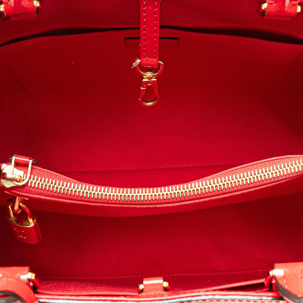 Red Louis Vuitton Monogram Vernis Montaigne MM Satchel