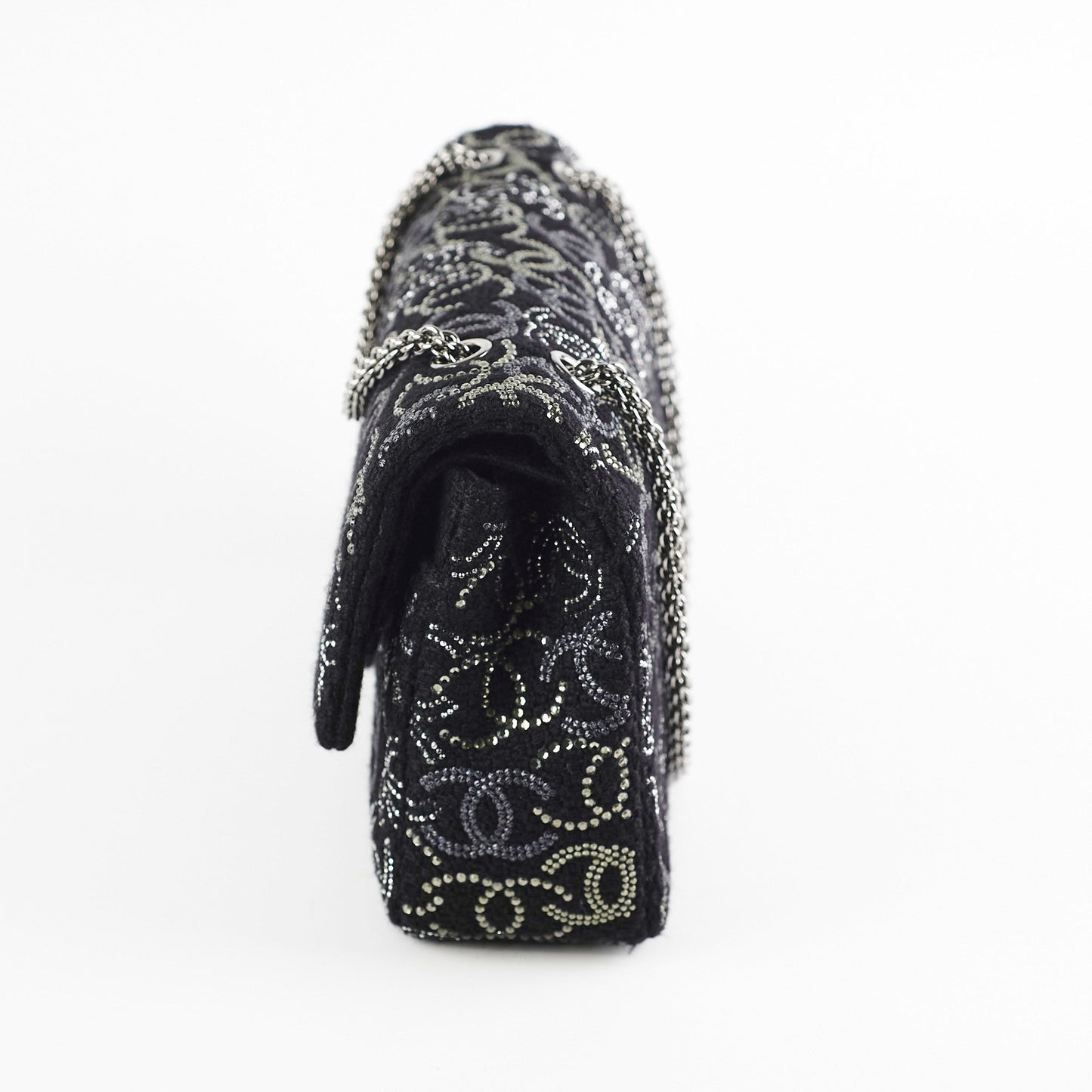 Chanel Seasonal Medium Large Tweed Crystals Black