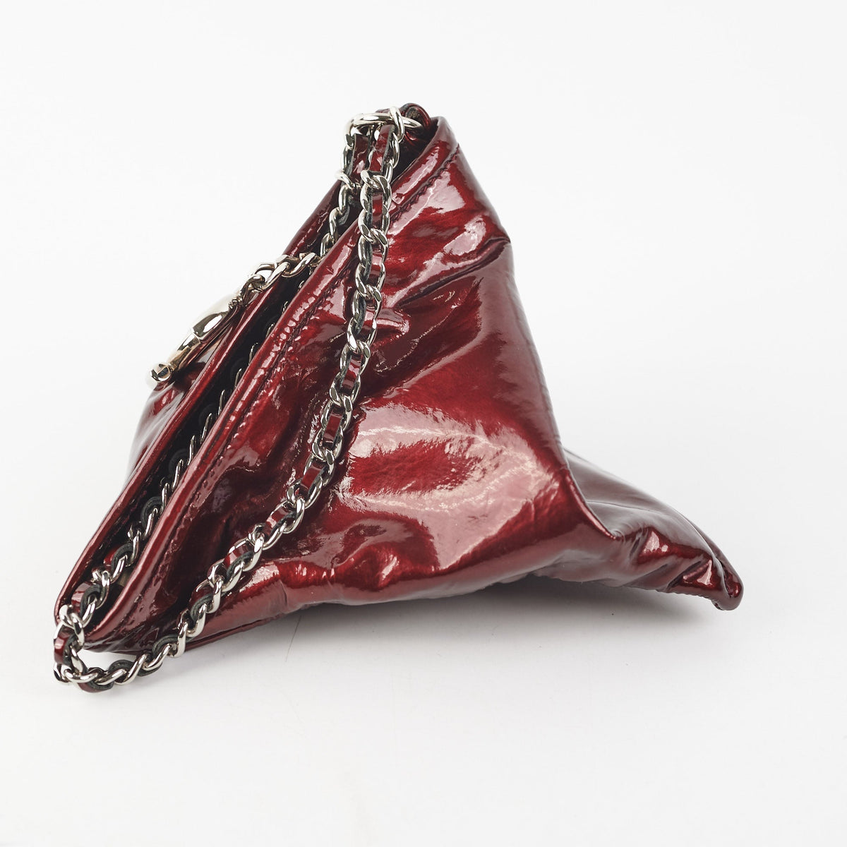 Chanel Fortune Cookie Clutch Patent Crimson