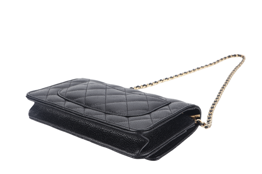 CHANEL WALLET ON CHAIN (JT7Xxxxx) BLACK CAVIAR LEATHER GOLD HARDWARE WITH DUST COVER AND BOX