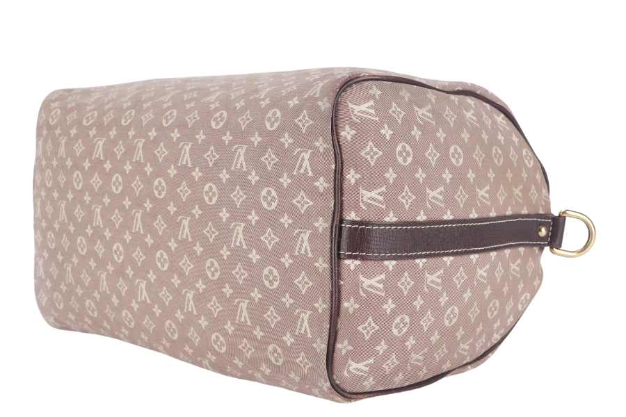 LOUIS VUITTON SPEEDY BANDOULIERE 30 MINI LIN CANVAS GOLD HARDWARE WITH DUST COVER, STRAPS, LOCK AND KEYS