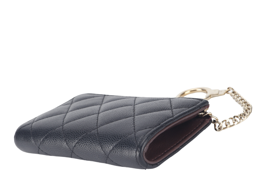 CHANEL L SHAPE ZIPPY HOLDER (2836xxxx) BLACK CAVIAR LGHW NO WITH BOX