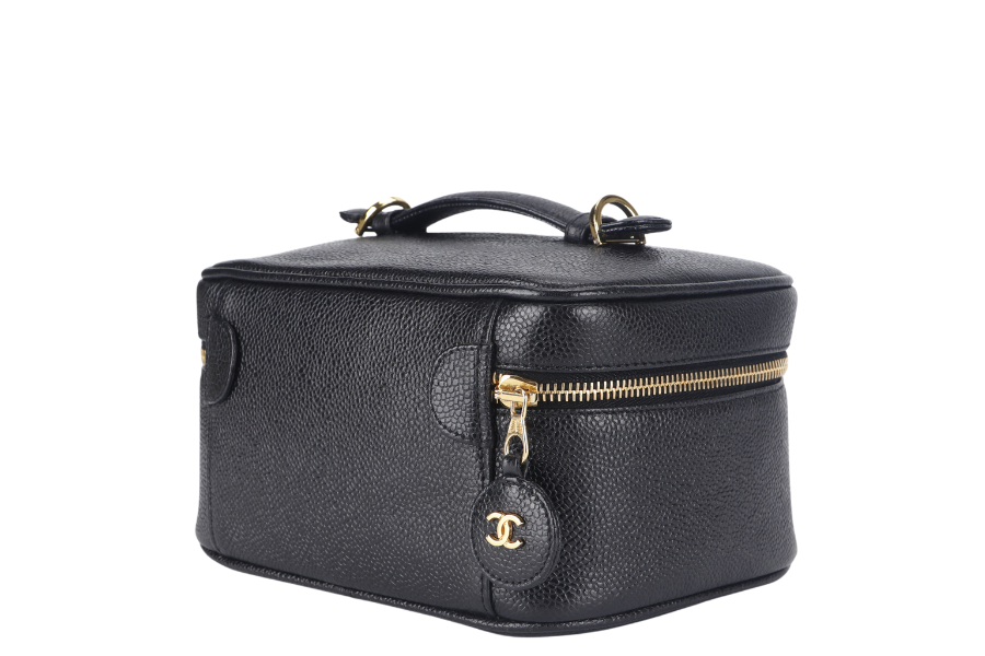 CHANEL VANITY CASE (351xxxx) CAVIAR LEATHER GOLD HARDWARE WITH DUST COVER NO STRAPS