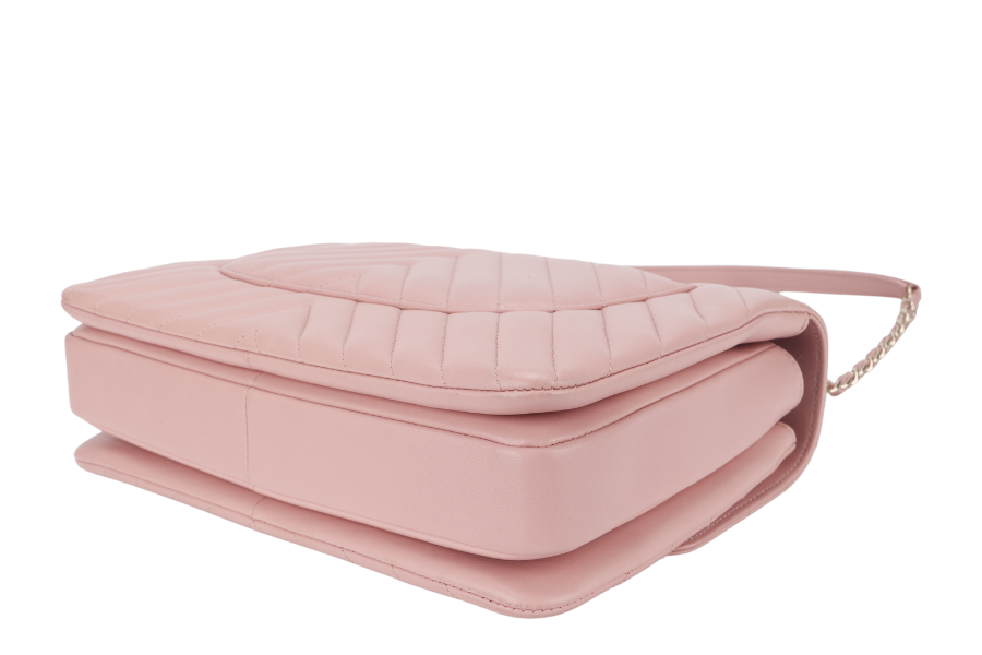 CHANEL TRENDY CC FLAP (2550xxxx) WITH TOP HANDLE MEDIUM PINK LAMBSKIN GOLD HARDWARE WITH DUST COVER