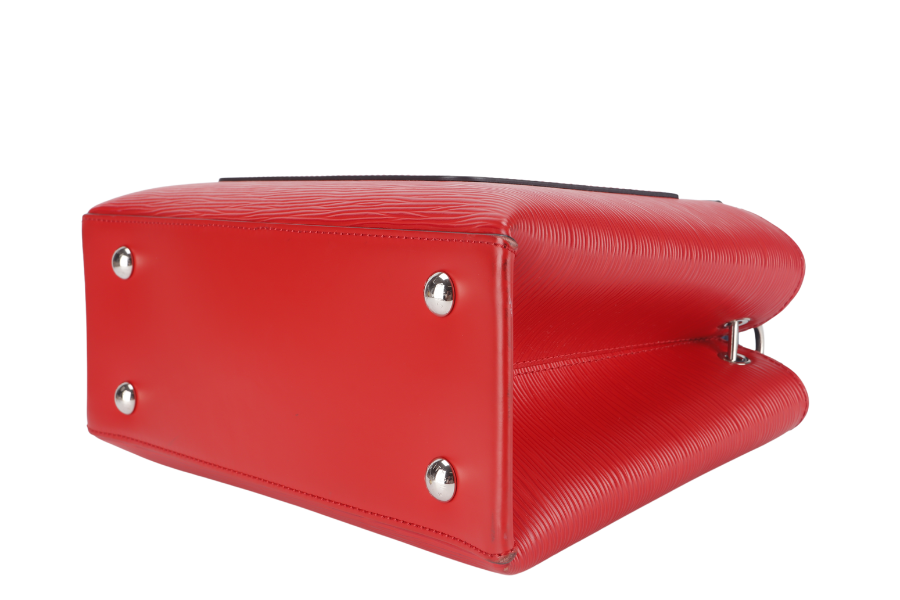 LOUIS VUITTON KLEBER PM RED EPI LEATHER SILVER HARDWARE WITH STRAPS AND DUST COVER