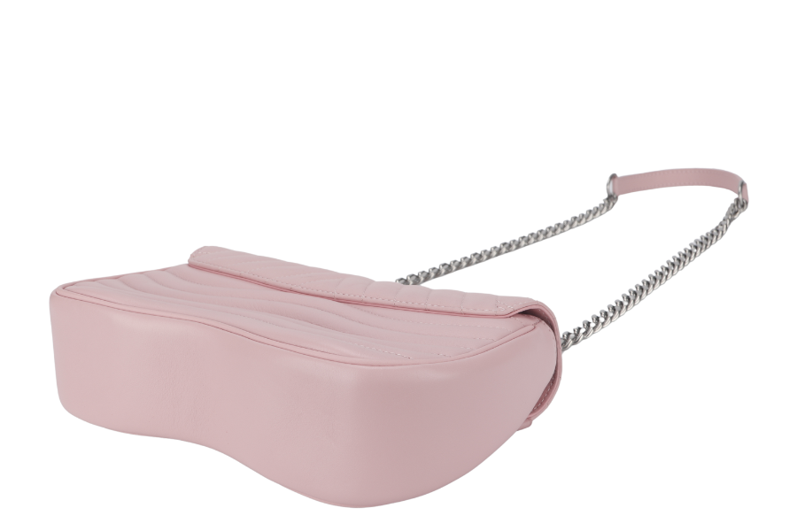 LOUIS VUITTON NEW WAVE CHAIN BAG MM (M51944) PINK CALFSKIN SILVER HARDWARE WITH DUST COVER