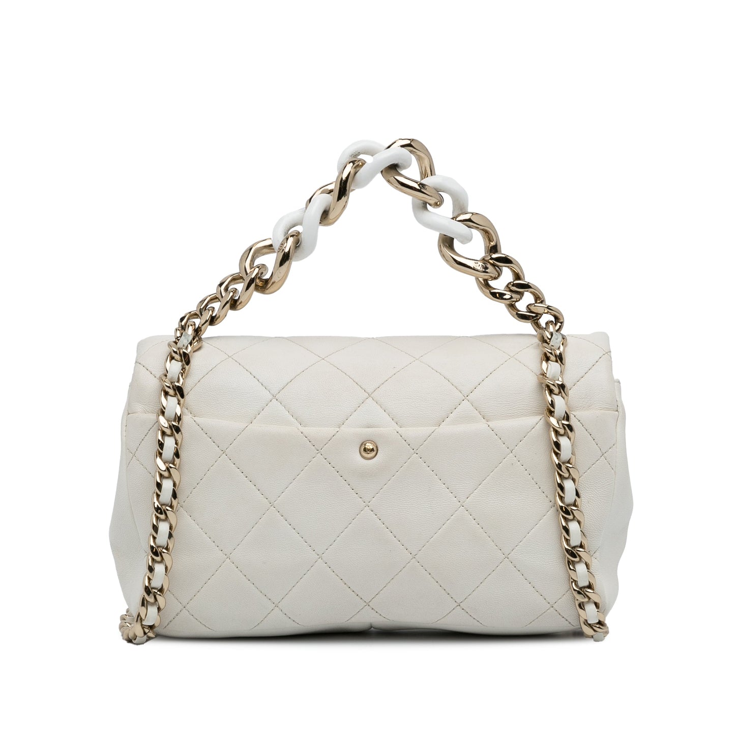 White Chanel Small Elegant Chain Single Flap Satchel