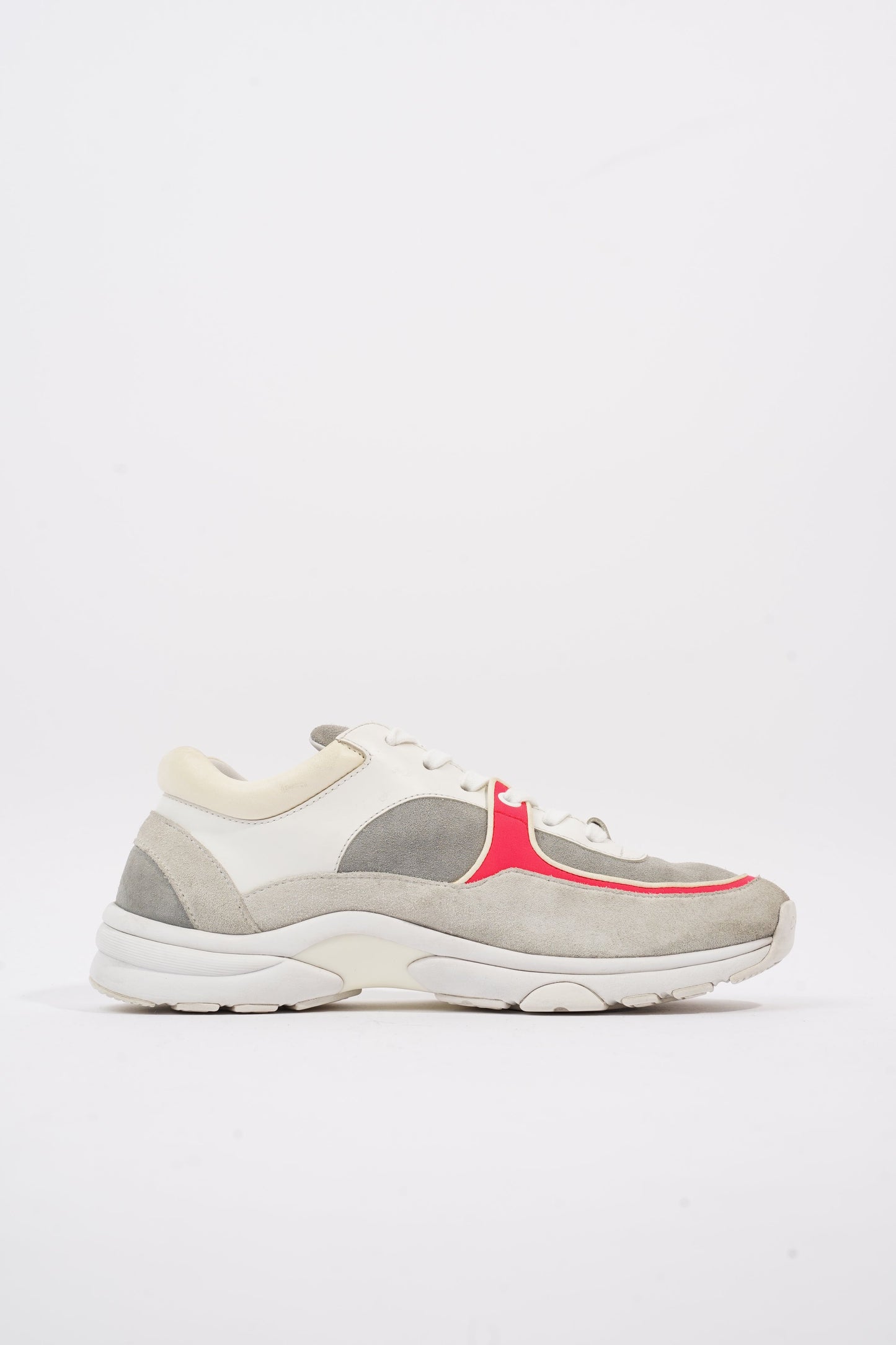Chanel CC Logo Sneaker Grey White Red Suede EU 37.5 UK 4.5