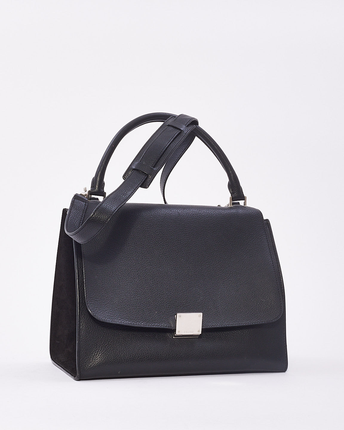 Celine Black Leather & Suede Medium Trapeze Bag