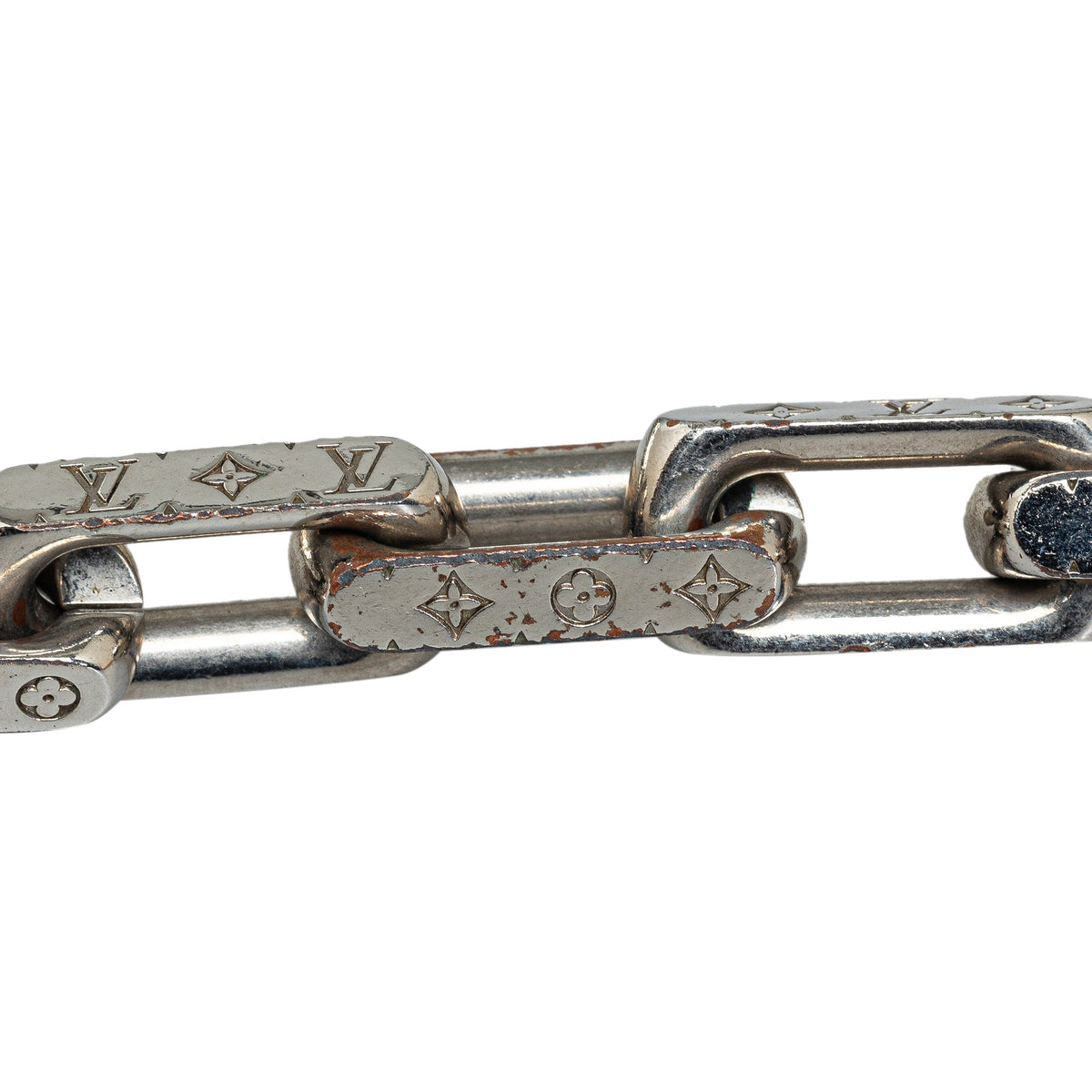 Silver Louis Vuitton Monogram Chain Link Necklace