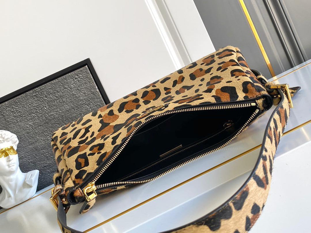 Prada Leopard Hobo Handbag