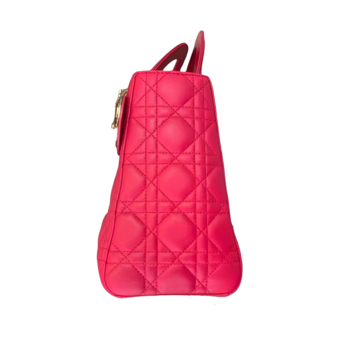 Medium Lady Dior Cannage Lambskin Bright Pink GHW