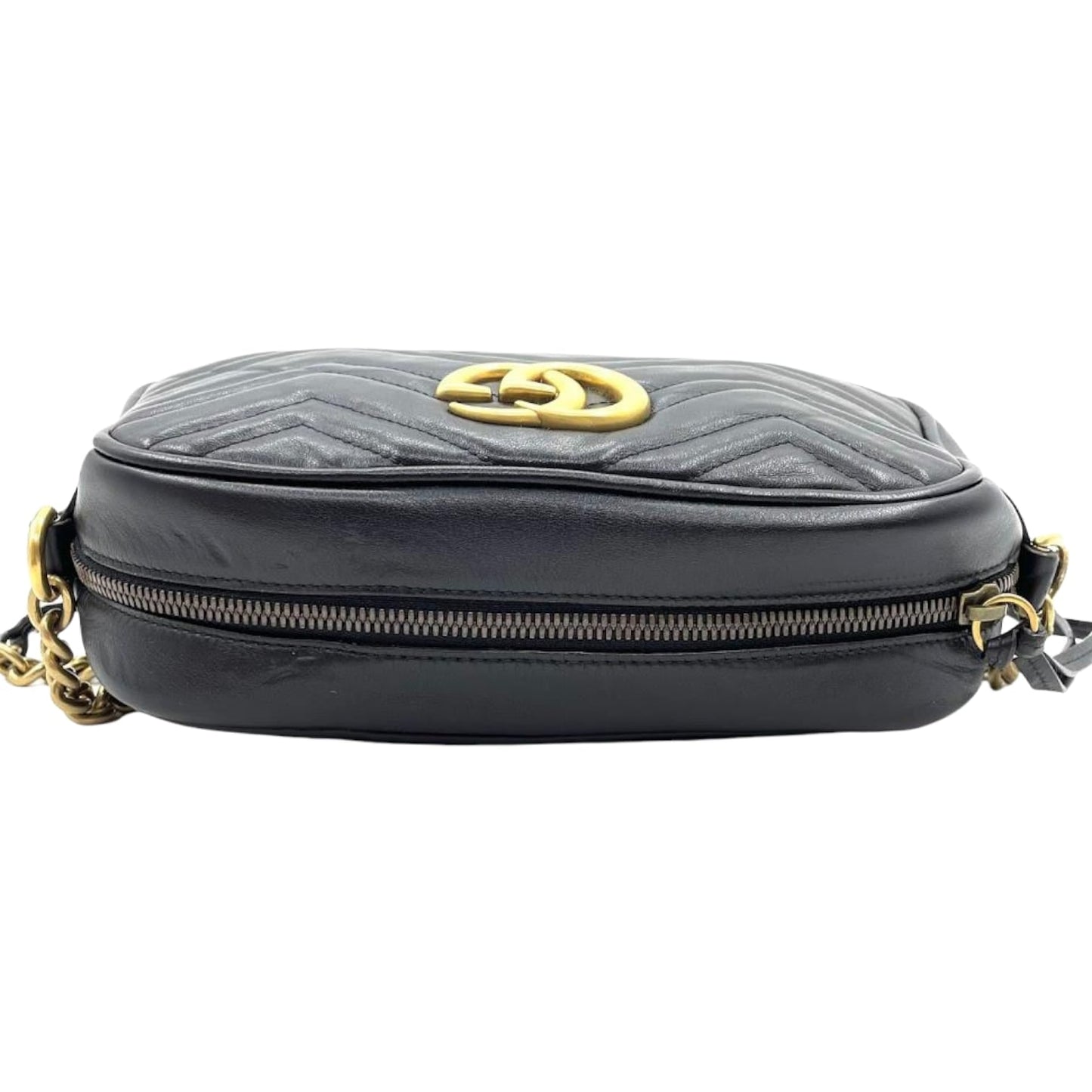 Gucci Small Marmont Leather Camera Black GHW