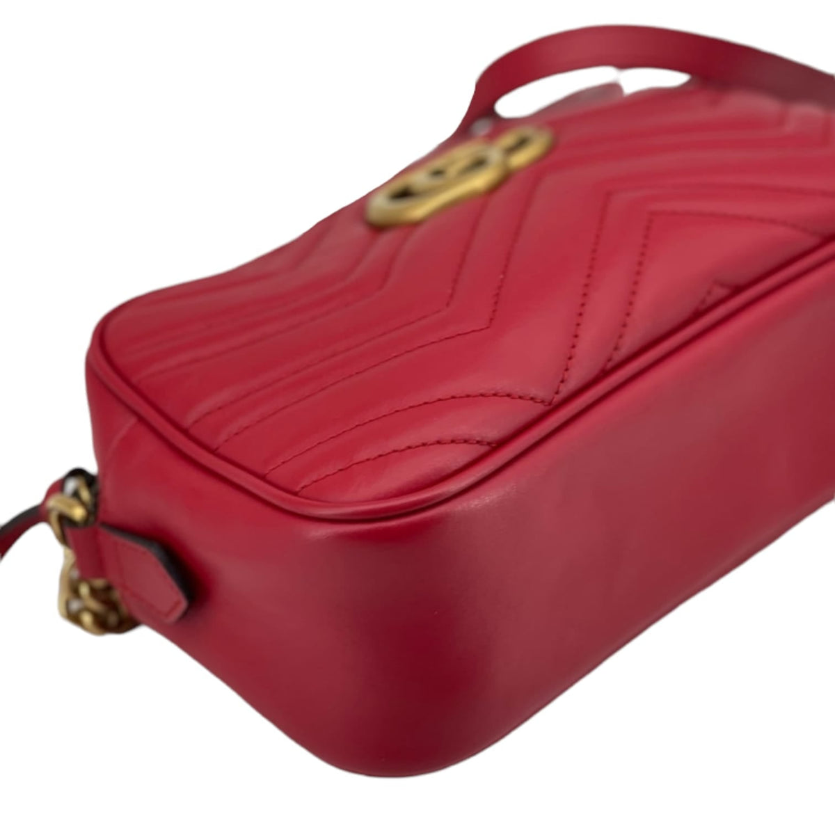 Gucci Small GG Marmont Camera Matelassé Hibiscus Red