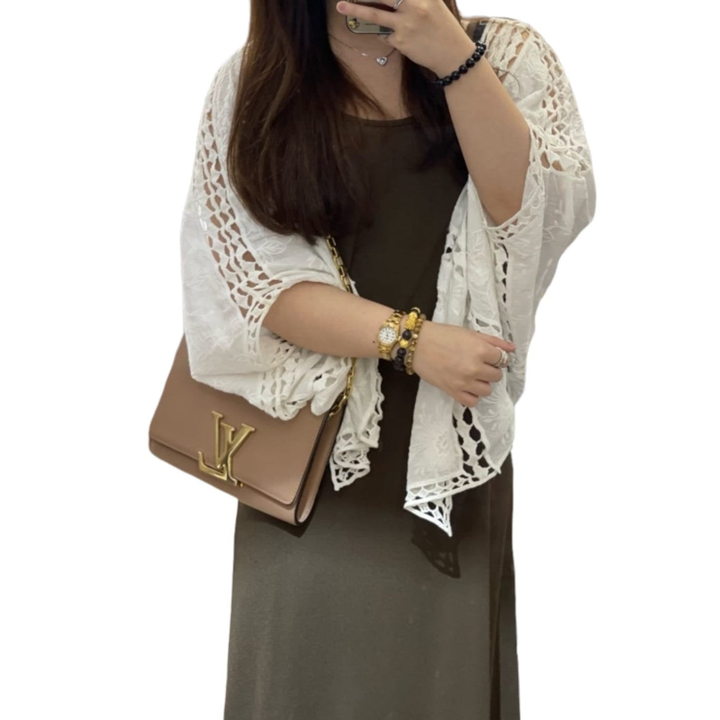 Louis-Vuitton GM Louise Chain Calfskin Beige GHW