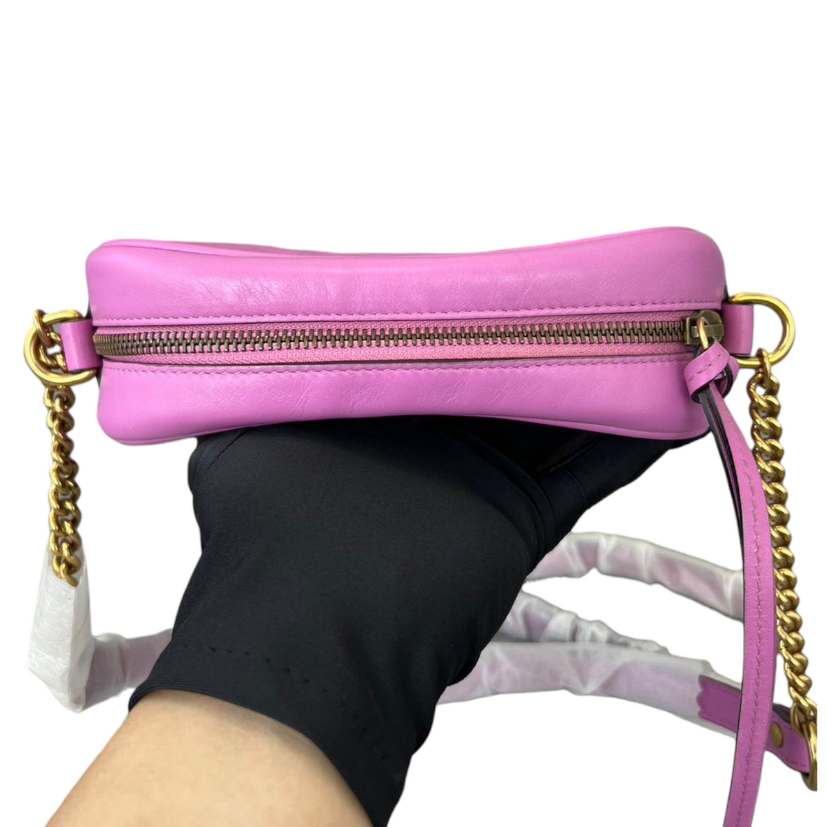 Gucci Mini GG Marmont Camera Bag Pink GHW