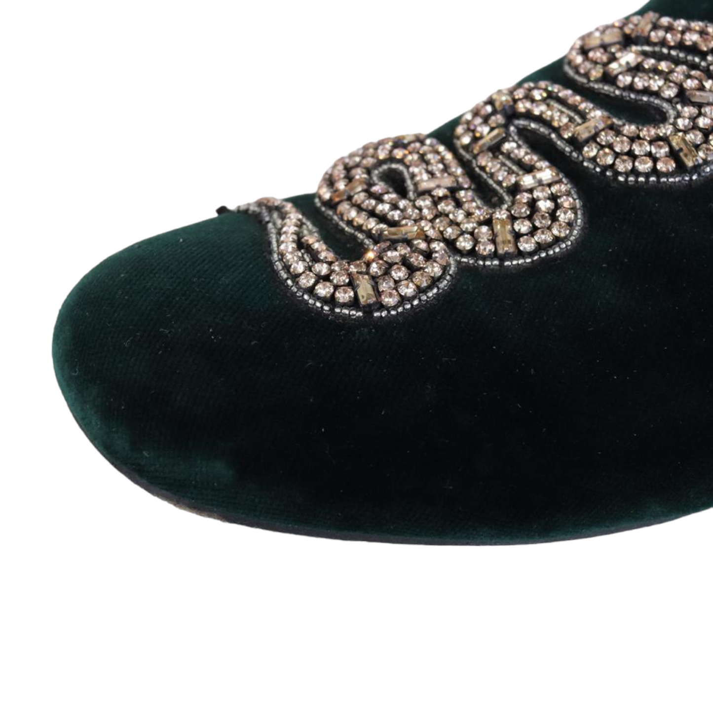 Gucci Velvet Snake Lawrence Slippers Green Size 8