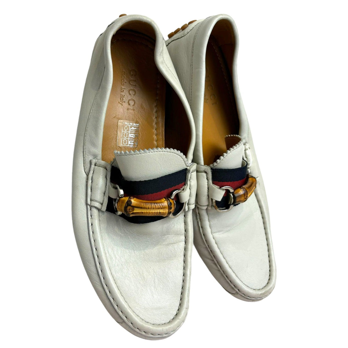 Gucci Horsebit Web Loafers Leather White Size 8 Men