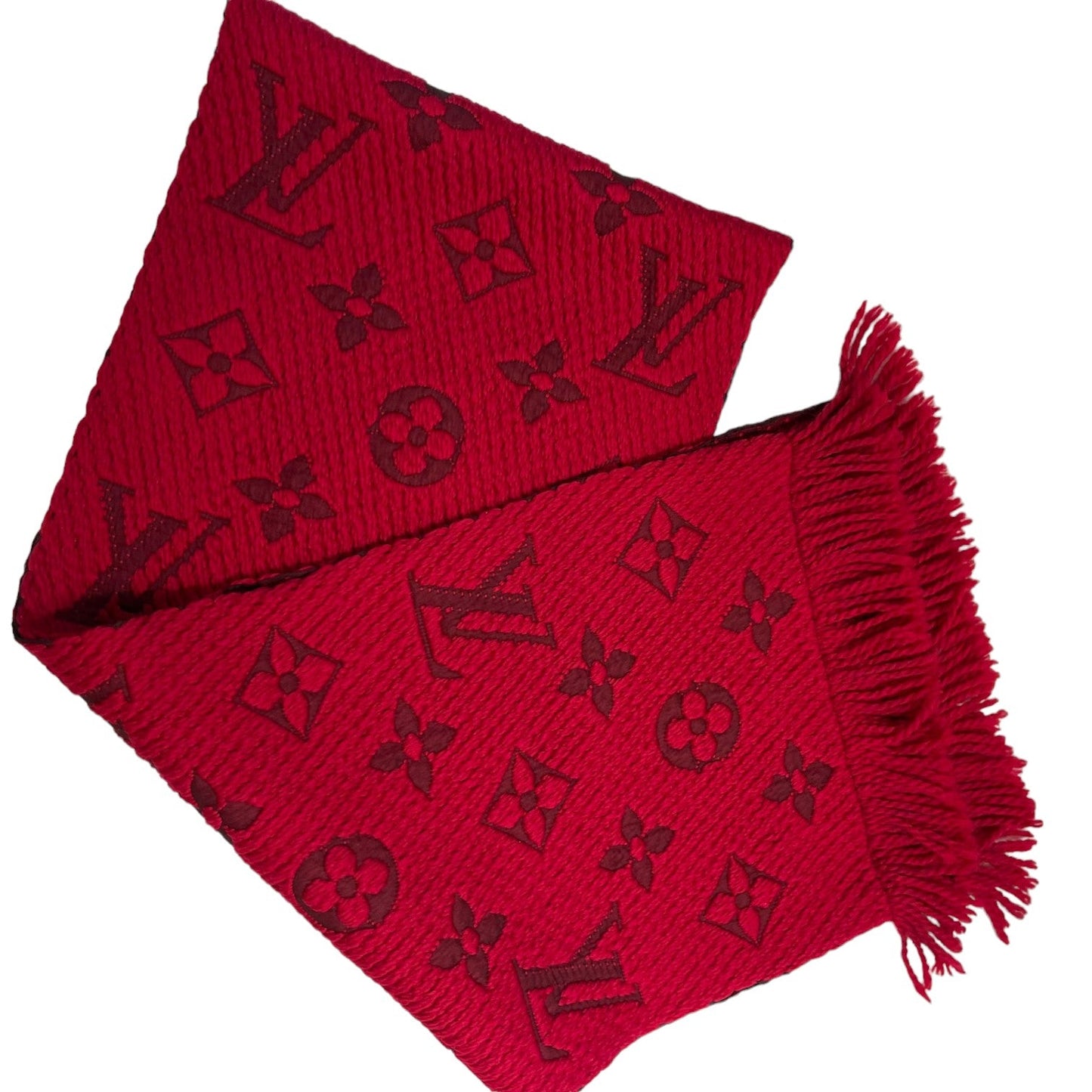 Louis-Vuitton Logomania Silk Wool Scarf Red - Chic and Stylish