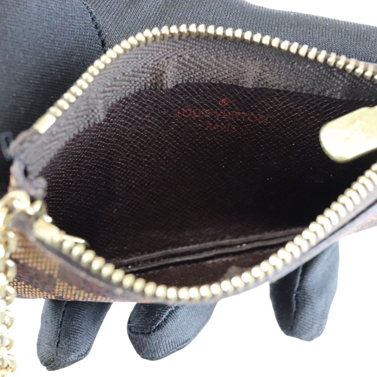 Louis-Vuitton Key Pouch Damier Ebene Brown GHW