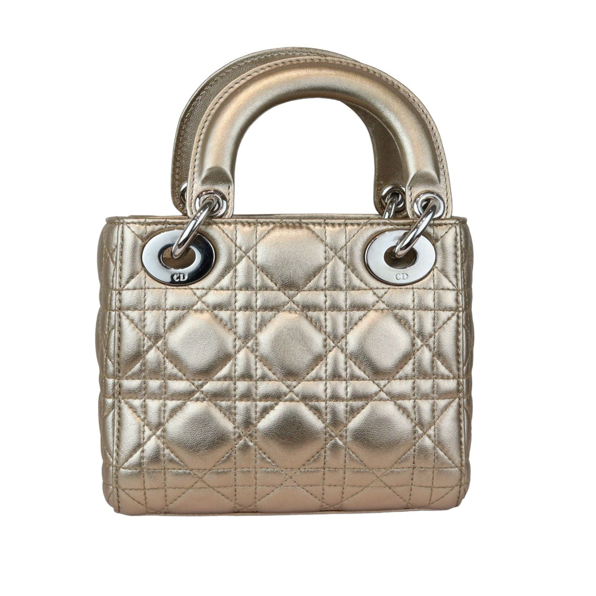 Lady Dior Mini Metallic Lambskin Cannage Gold SHW