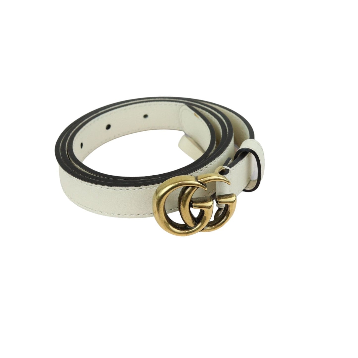 Gucci Double G Belt Calfskin Mystic White Size 80 GHW