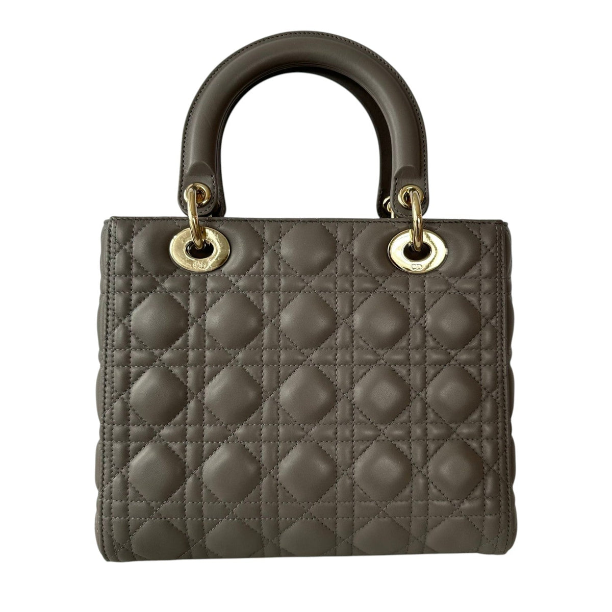 Lady Dior Medium Top Flap Lambskin Cannage Grey GHW