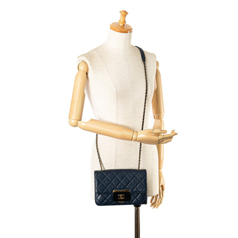 Chanel Quilted Leather Beauty Lock Shoulder Bag Leather Shoulder Bag in Good condition