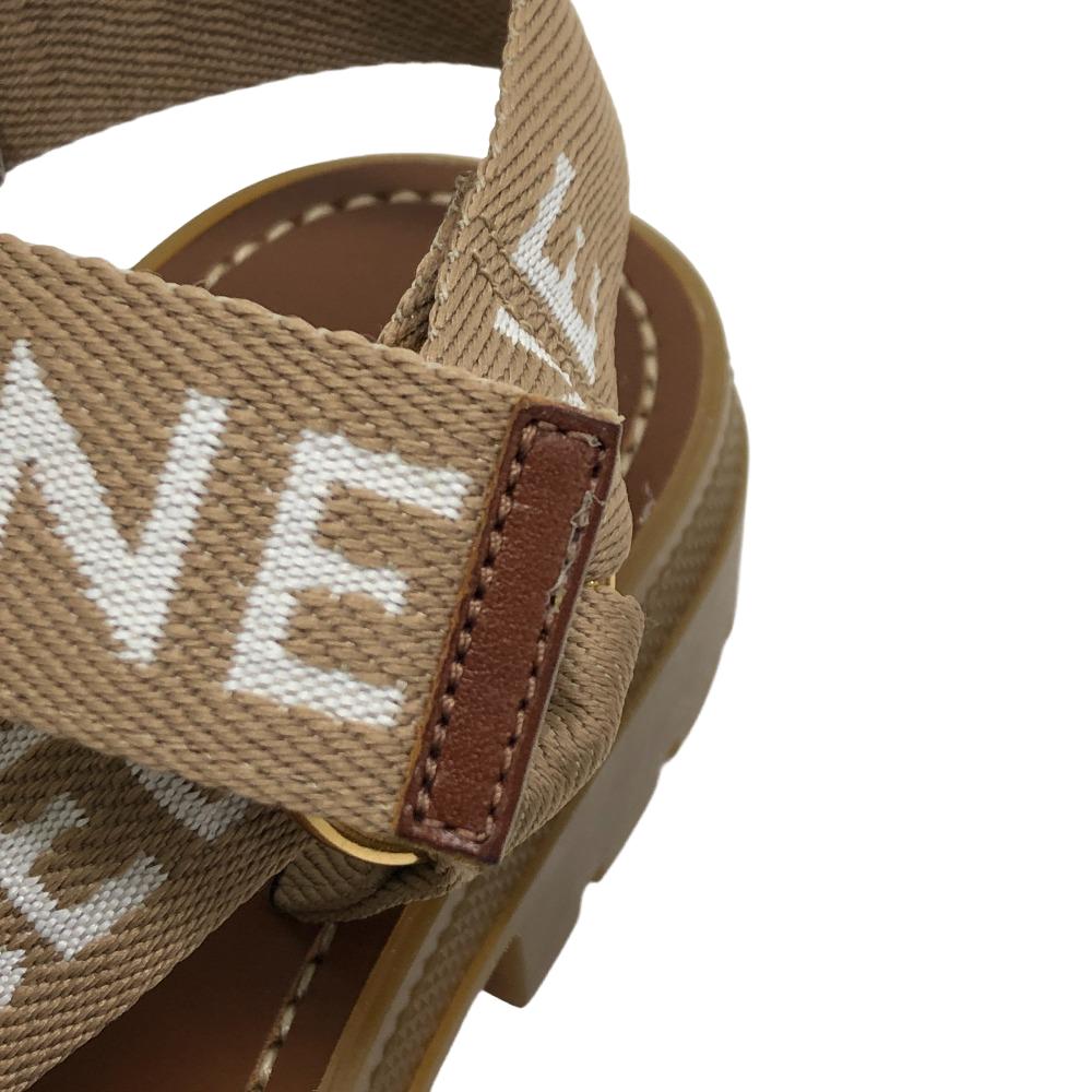 CELINE Sandals canvas Brown leo strappy Women 37 Secondhand