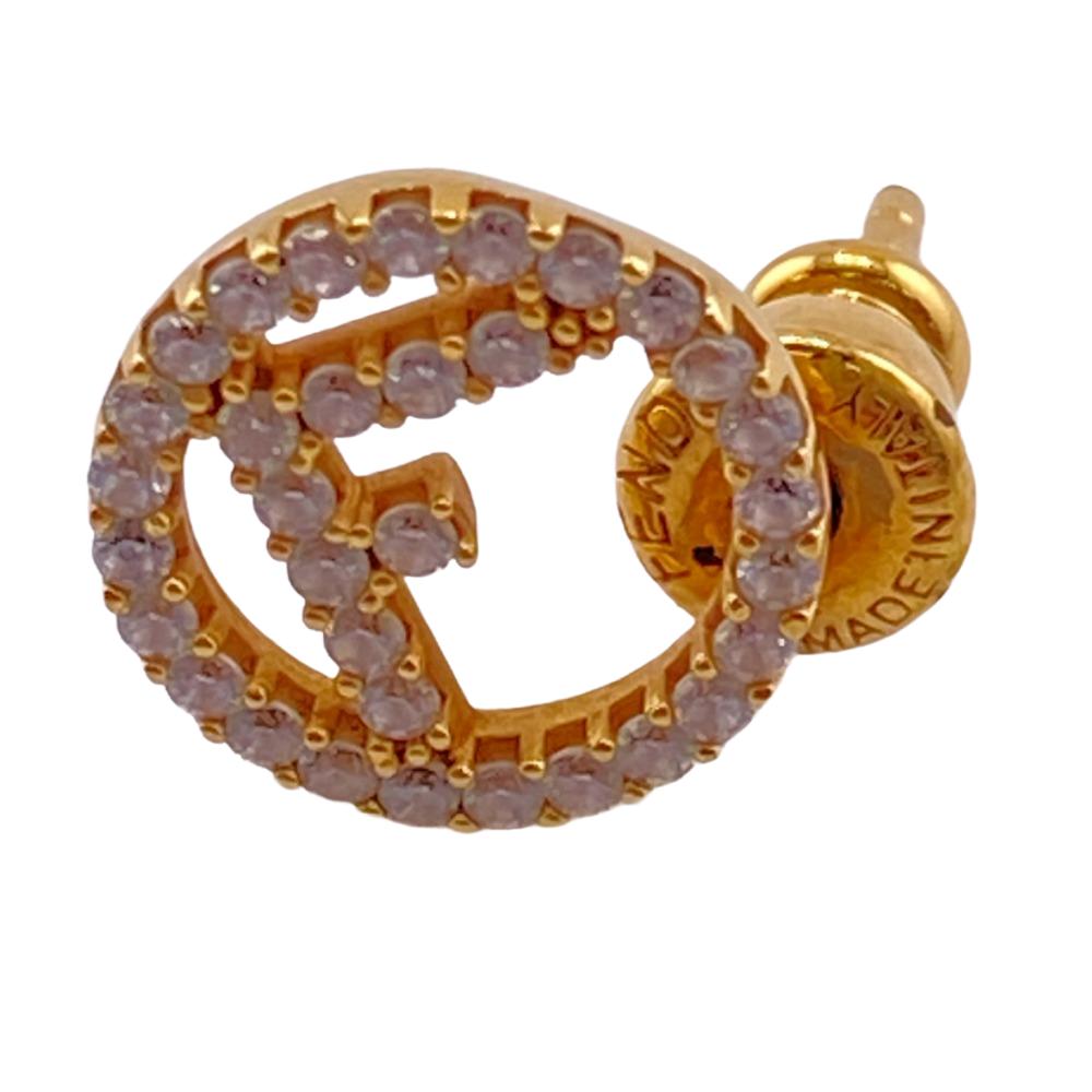FENDI Pierce gold Rhinestone Ehuise Fendi