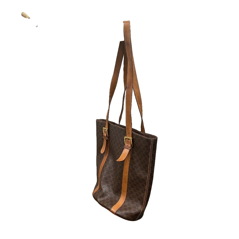 CELINE Tote Bag leather Brown one belt Macadam Women Used