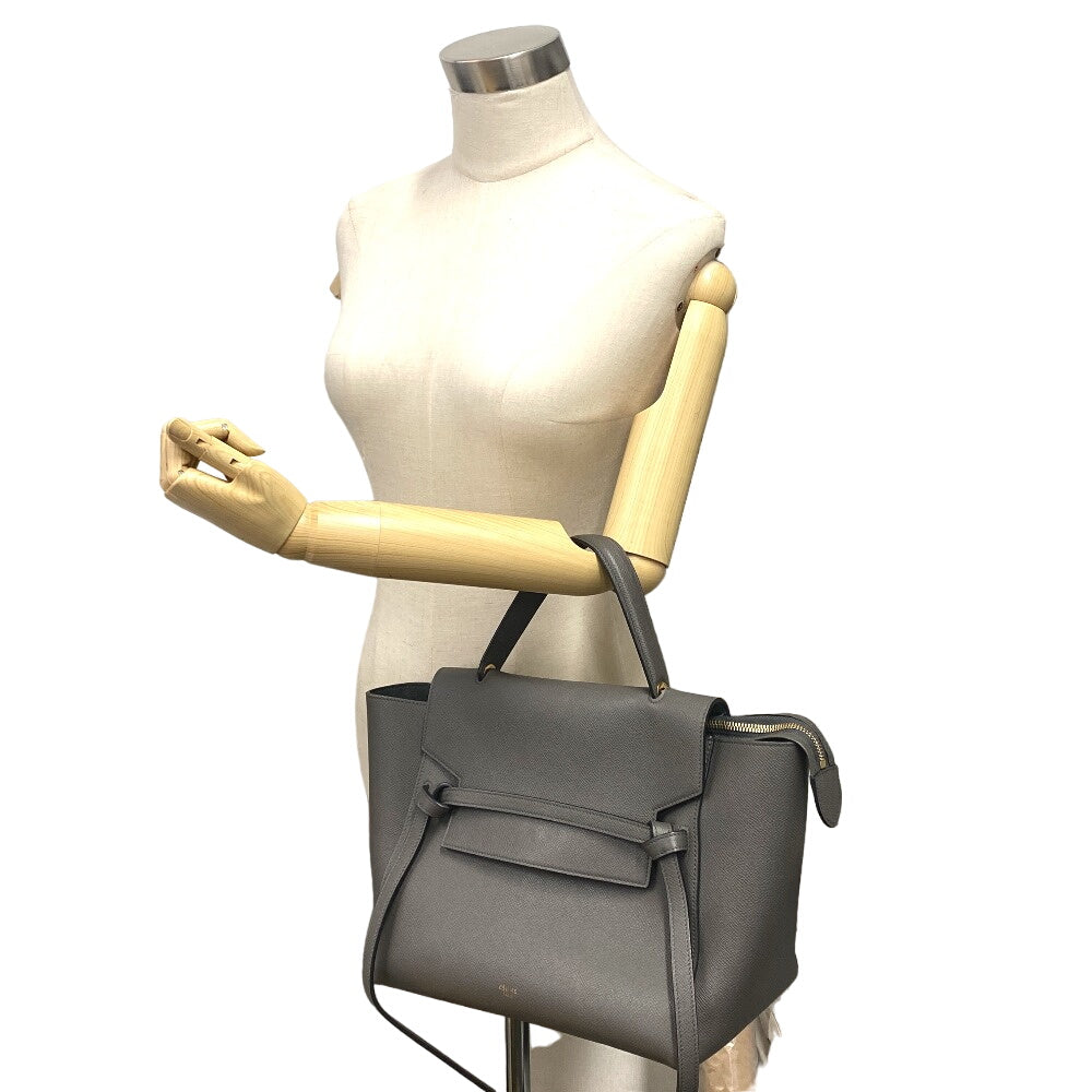 CELINE Handbag leather gray 2WAY Belt bag mini Women Used